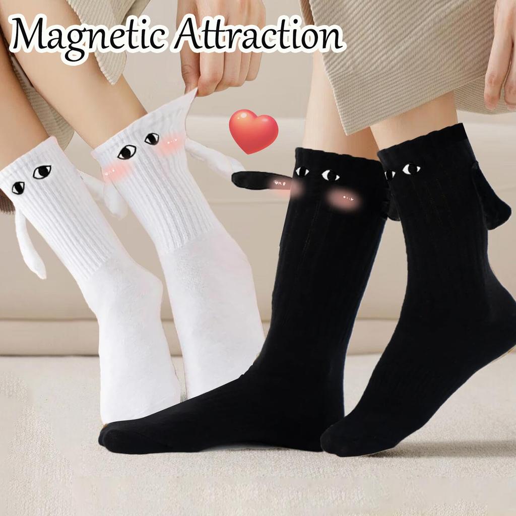 Hand Holding Socks Magnetic In Hands Funny Men For Women Novelty Friendship Couples Bestie Gift Boyfriend Girlfriend White Socks