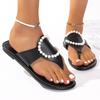 Fashion Plus Size 2025 Summer New Women's Flip Flops Slippers Outdoor Low Heel String Bead Sandals High Quality Daily Beach Slippers