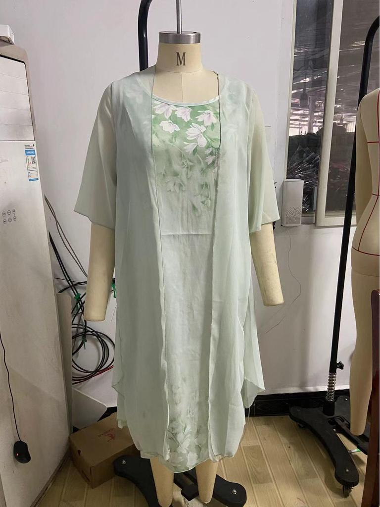 2024 Summer Women's Floral Print Slim Fit Two-Piece Dress