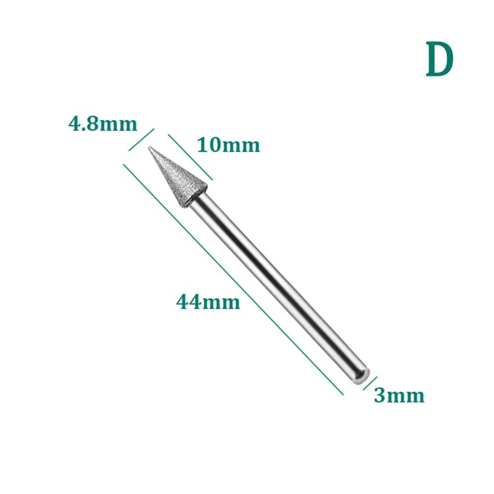 

1Pcs 3mm Shank Carving Needle Grinding Rods Mini Drill Coated Cylindrical Flat Head Lengthened Burrs Stone Glass Tile Engraving