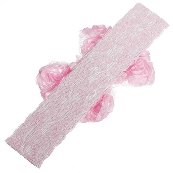 Babyflicka Barn Småbarn Faux Pärla Pannband Rosett Spets Hårband Blomma Huvudbonad