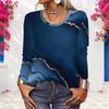 Women Plus Size Round Neck Long Sleeve Tie Dye Striped Printed Pullover Sweatshirt