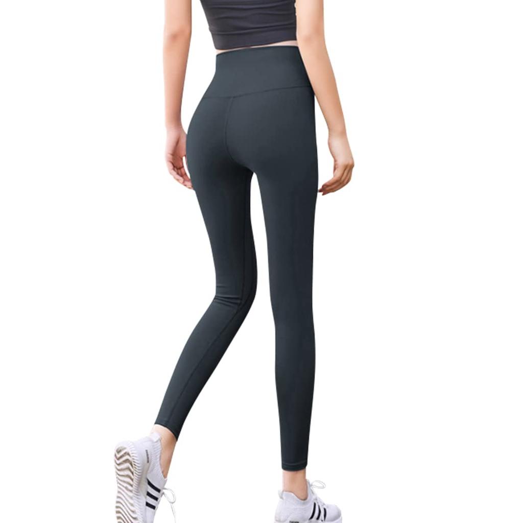 DAYCLOSET Yoga Yoga097 Dark Women's Leggings, 10-Length, Thin, Stretch, High-Waisted, (S, Gray)