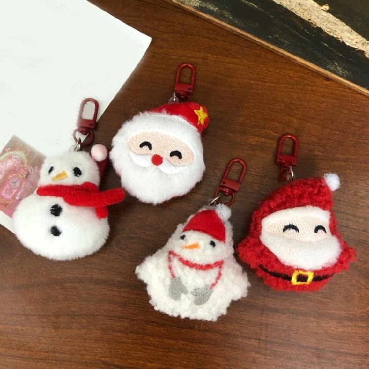 6pcs Adorable Plush Key Chain Soft Touch Christmas Themed Bag Pendants Fashionable Keychain Ornament for Women Girls