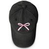 Pink Bowknot Print Snapback Baseball Hat, Mesh Hat Simple Raw Brim Stylish Solid Color Snapback Sun Hat