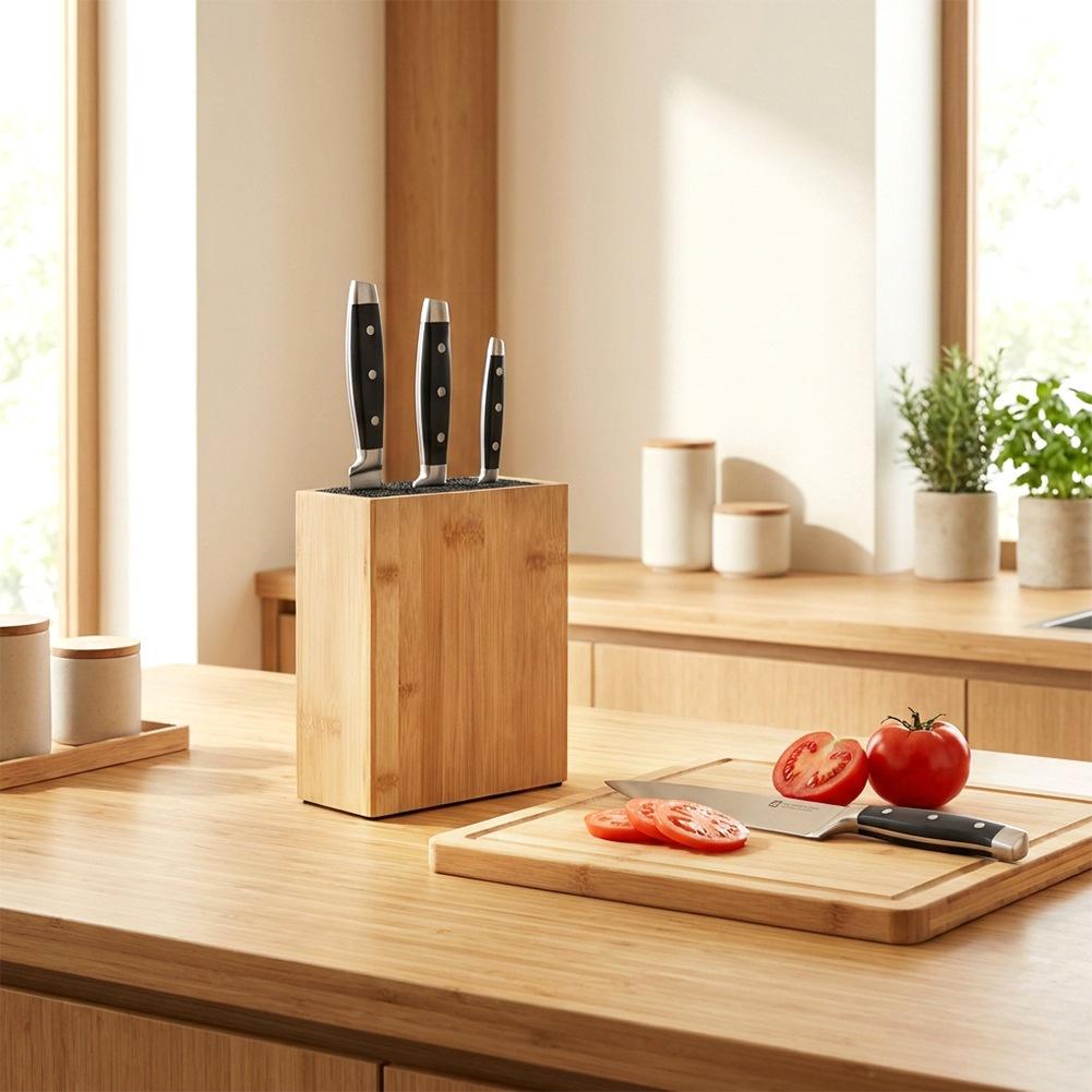Stojak Bambusowy Blok Kuchenny na Noże Akcesoria Przybory Uniwersalny Duży