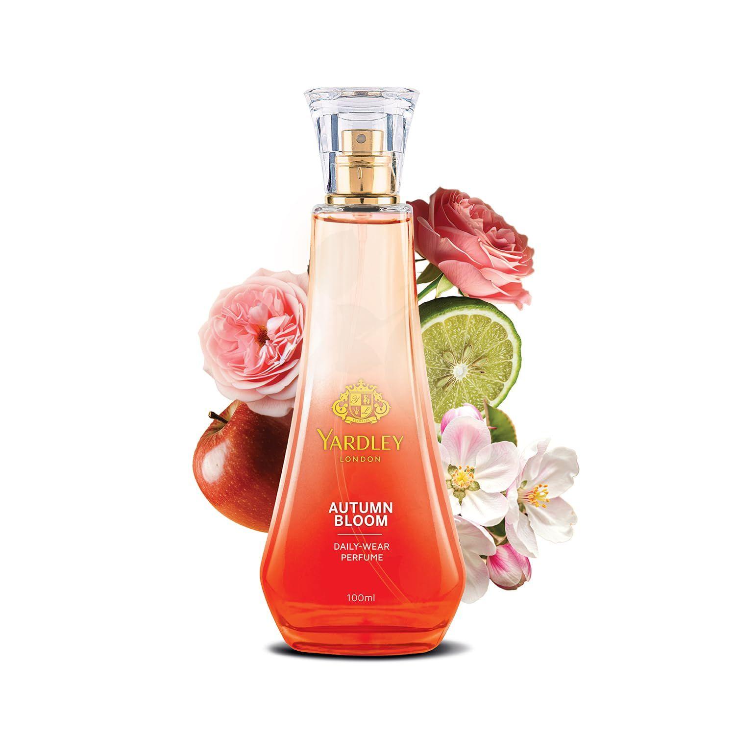 Yardley London Autumn Bloom Perfume Spray Floral Fruity Scent| 90% Naturally Derived| Plumeria & Orange Peony Perfume For Women 100ML