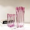 Vase en Verre Rose Pli de Pétale Vase à Fleurs Transparent Hydroponie Terrarium Accessoires d'Arrangement Floral Décoration de Maison