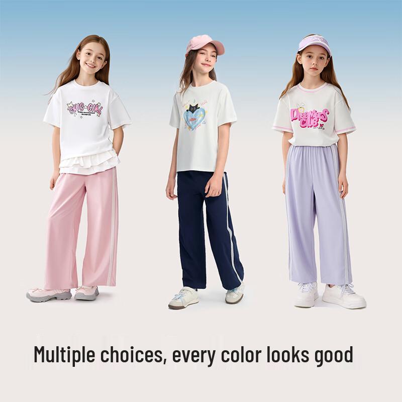 BalaOne Girls' Lightweight Straight-Leg Summer Casual Trousers