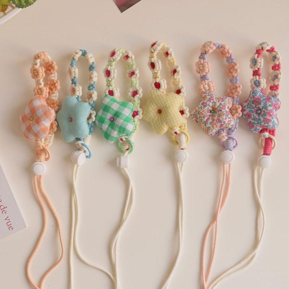 

Polyester Mobile Phone Lanyard Hand-woven Knitting Flower Smart Phone Strap Bag Hanging зелений