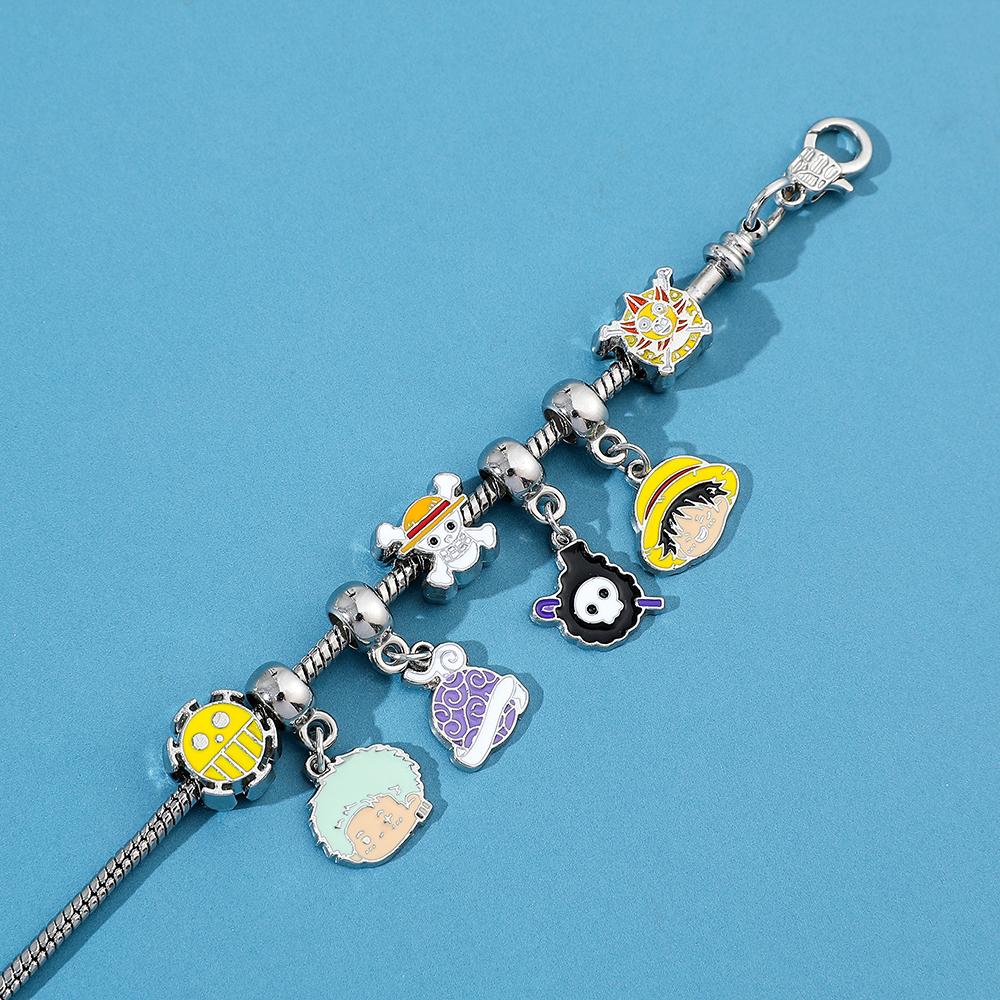 Anime-Style Pirate Bead Bracelet for Women, DIY Nautical Charm Jewelry Set with Adjustable Chain, Party Cosplay Gift Accessories