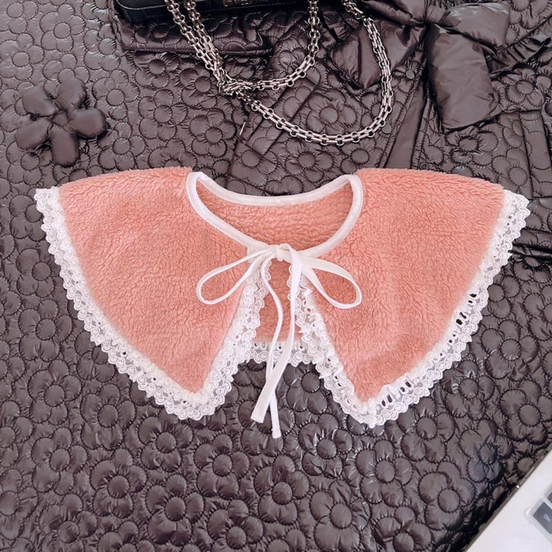 Elegant Plaid Shawl Fake Collar Women Lolita Doll Ruffle False Collar Shoulder Wrap Detachable Tie Clothing Accessories