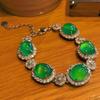 Full Green Yang Green Natural Agate Green Chalcedony Bracelet Female Real Shot Fidelity