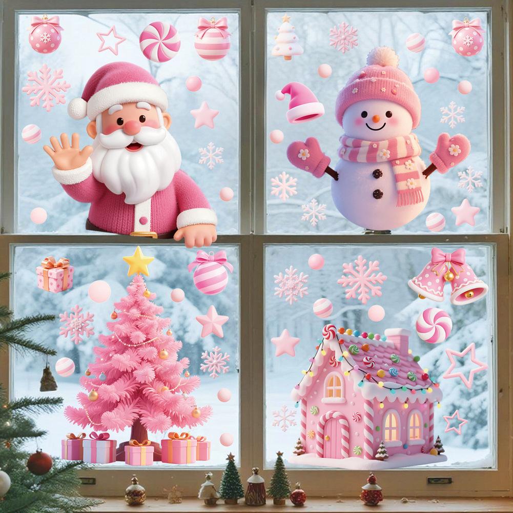 Weihnachts-Fenstersticker mit 9 Bögen wiederverwendbarer Nikolaus-Aufkleber für Glasdekoration und saisonale Atmosphäre