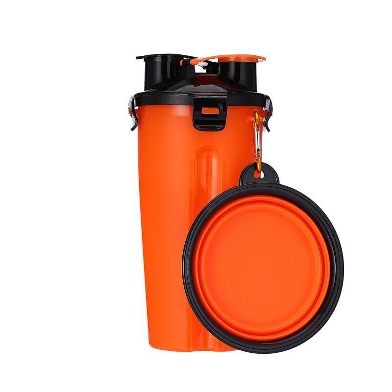 Tragbare Haustier-Futter- und Wasserflasche mit faltbarer Schüssel