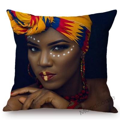 Fashion Magazine Cover Africa Girl Woman Black Beauty Headscarf Decorative Sofa Pillow Case Linen Home Decoration Cushion Cover