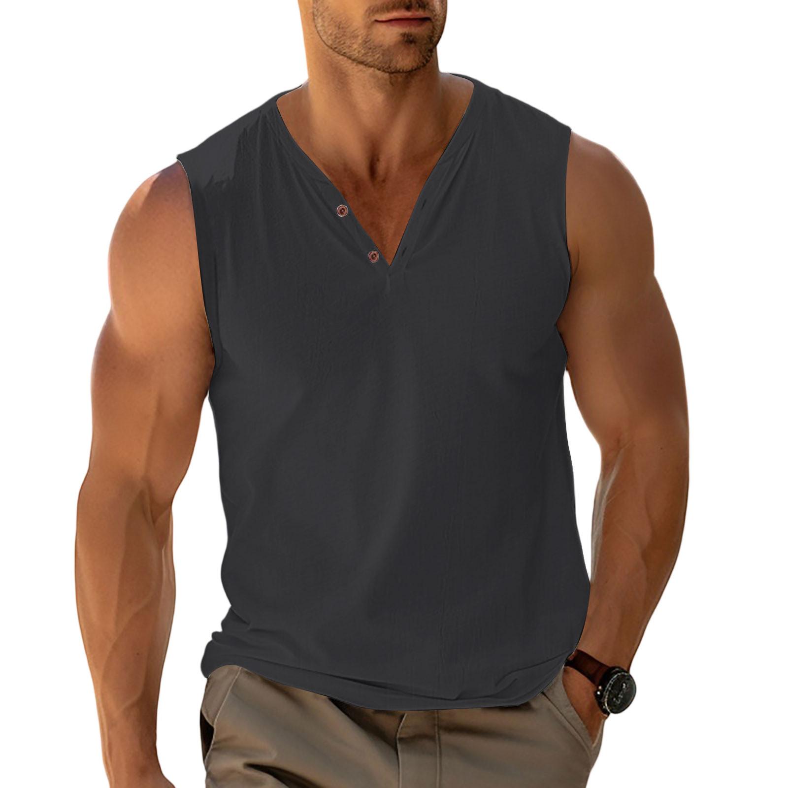 

Мужской облегающий повседневный полуоткрытый базовый слой без рукавов, жилет для фитнеса и спорта на открытом воздухе XXL