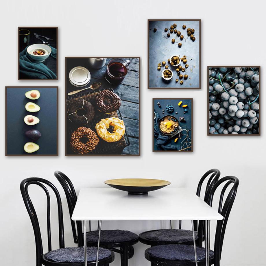 Egg Tart Donut Avocado Food Fruit Pastry Wall Art Canvas Painting Nordic Posters And Prints Pictures For Living Room Home Decor
