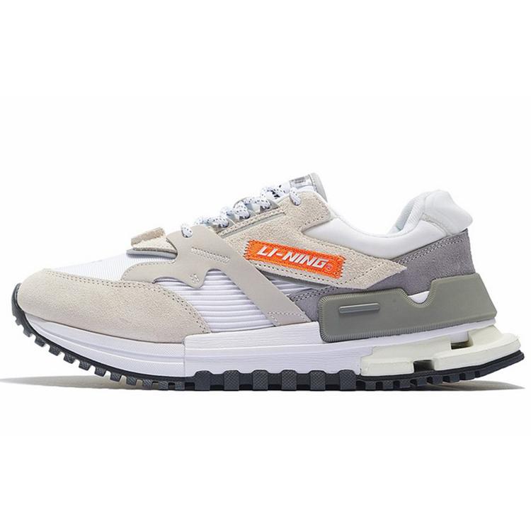 New LiNing 001 Ingenuity Cushioning Anti Slip And Wear Resistant Low Top Casual Shoes Men's Pearl White AZGS077-4