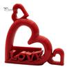 Love Letter Sculpture Decor Heart Photo Stand with Embossed LOVE Letters, 3D Printed Vertical Slot Romantic Wedding Table Ornament Picture Holder,