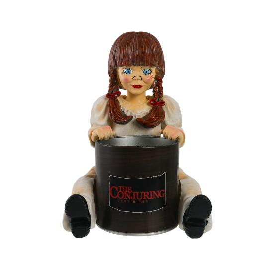Horror Girl Figurine Creepy Girl Doll Popcorn Bucket Halloween Table Centerpiece Scary Girl Statue for Horror Themed Parties