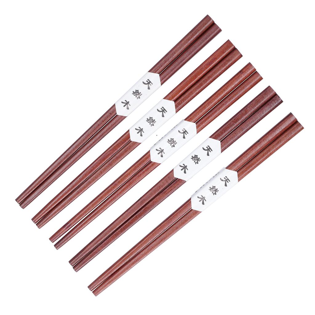 5Pairs Wooden Chopsticks Reusable   Wood Chopsticks for Home Kitchen Hotel