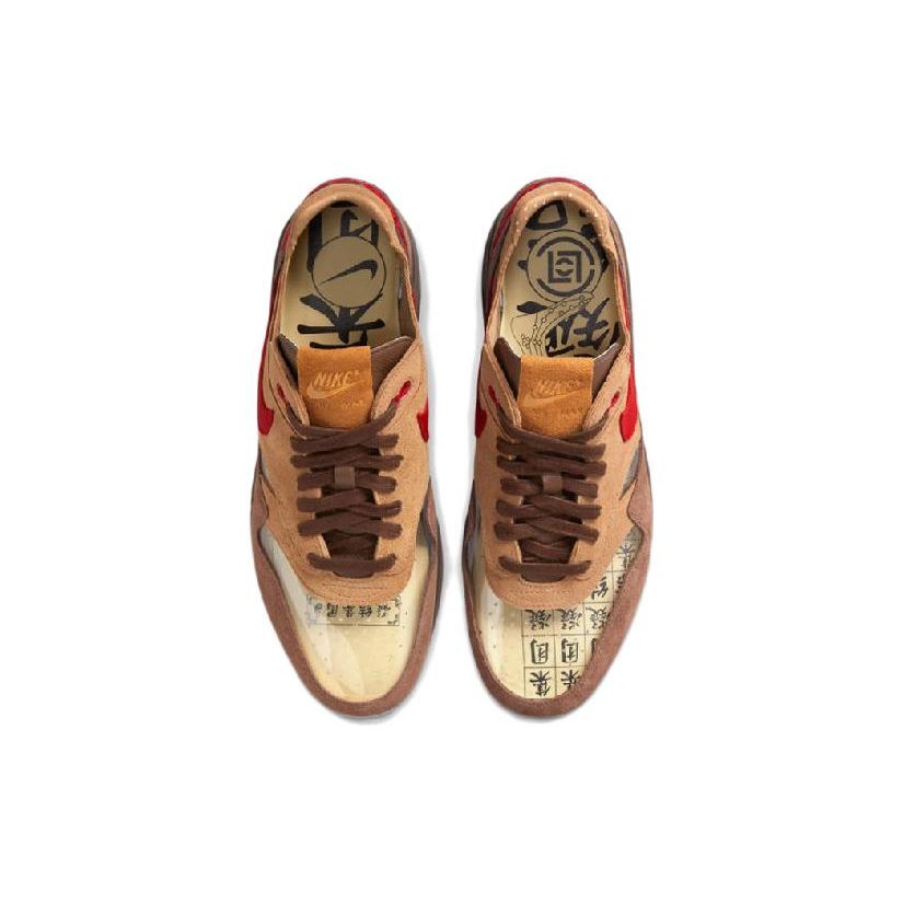 Nike CLOT X  Air Max 1 Tea Leaf Brown Death Kiss 2.0 Tea Leaf Casual Sneakers Unisex Sneakers Yellow DD1870-200(S-BOX)