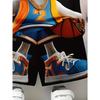 Black Theme, Rabbit 3D Printing Pattern with Basketball In Hand, Fashion Trend Casual and Simple Short Sleeve Set