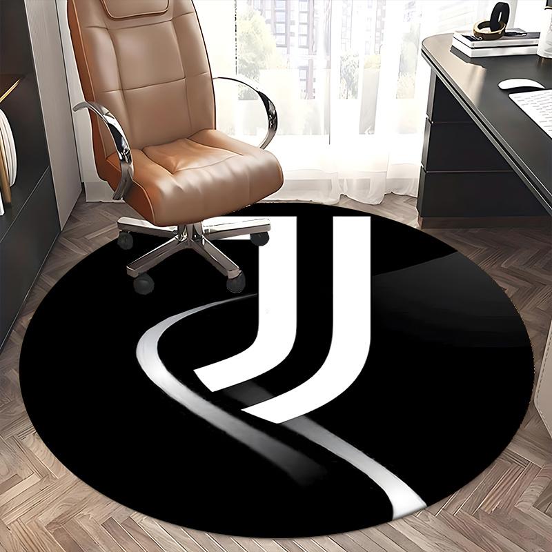 JUVENTUS, LOGO Mata pod krzesło Okrągły dywanik Dywanik biurowy, Można prać w pralce, Antypoślizgowy, Odpowiedni do salonów, sypialni