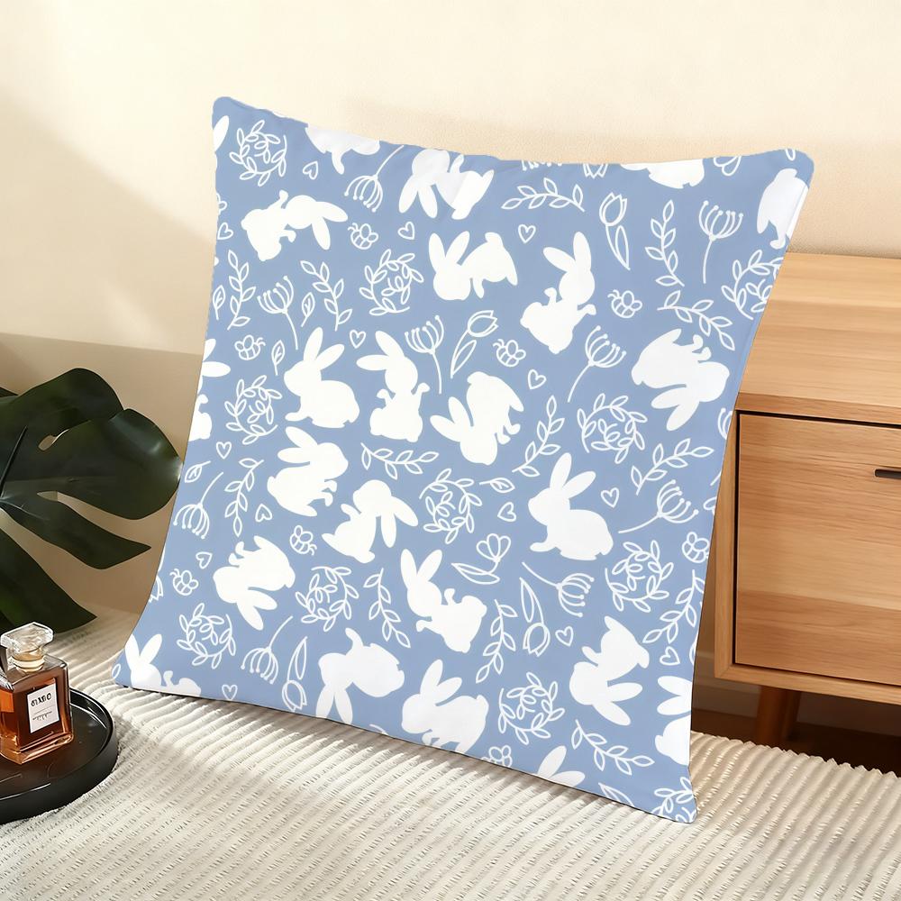 Easter Pattern Cushion Cover Soft Short Plush Pillow Cover Smooth Cozy Texture Aesthetic Cushion Case Home Decor