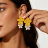 Drip Glaze Rhinestone Flower Studs Fresh Sweet Vacation Temperament Earrings Elegant Floral Jewelry for Women PD2519