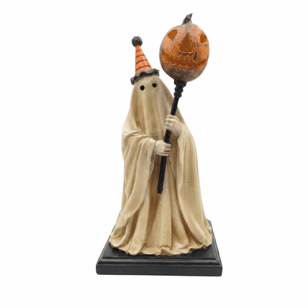 Vintage Ghost Figurine Resin Halloween Statue New Pumpkin Ornament Haunted House Style A