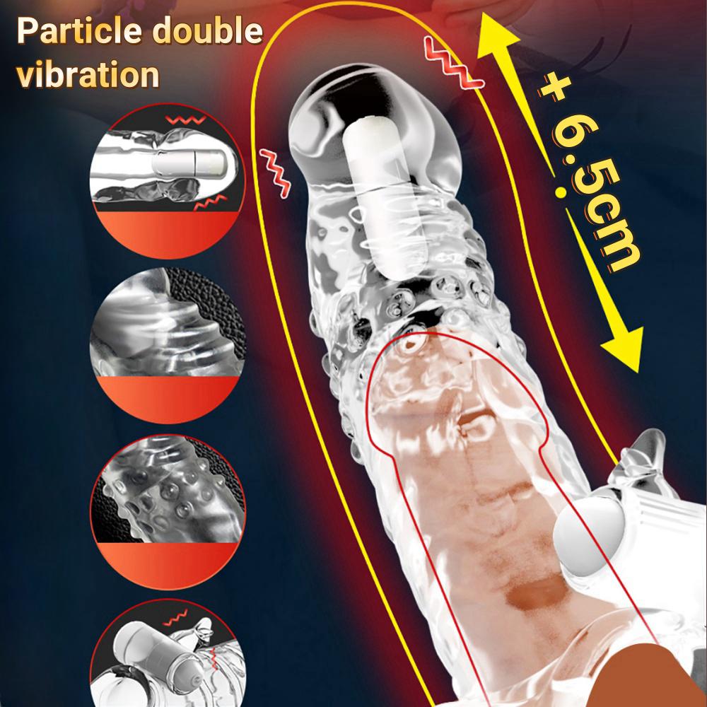 MELEON Reusable Condom Penis Extension Sleeve Delay Ejaculation Cock Cover Penis Extender Vibrator Sex Toys For Men Adults Products