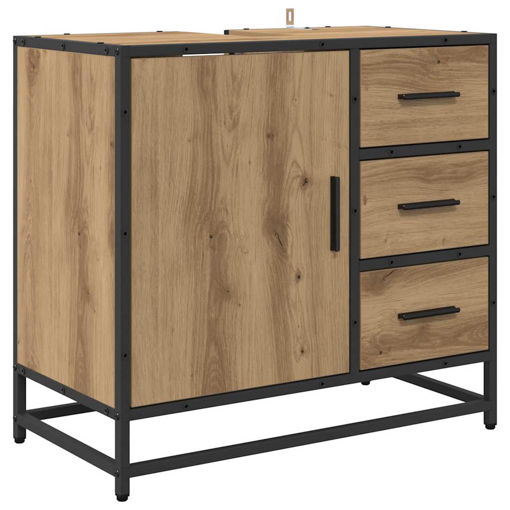 Bathroom Furniture Set with Shelf 3 pcs Artisan Oak Wood Based Material