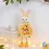 Cartoon Flower Rabbit Figurine Long Legs Easter Bunny Doll Easter Bunny Ornament  Holiday Decor