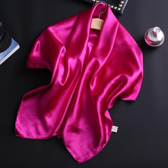 90cm Solid Colors Neckerchief Hijab Scarf For Women Soft Satin Headband Hair Scarves Female Square Shawls Head Scarfs For Ladies