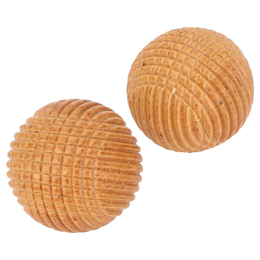 2 Pcs Wooden Hand Exercise Balls Ergonomic Relaxation Textured Lightweight Palm Massage Balls for