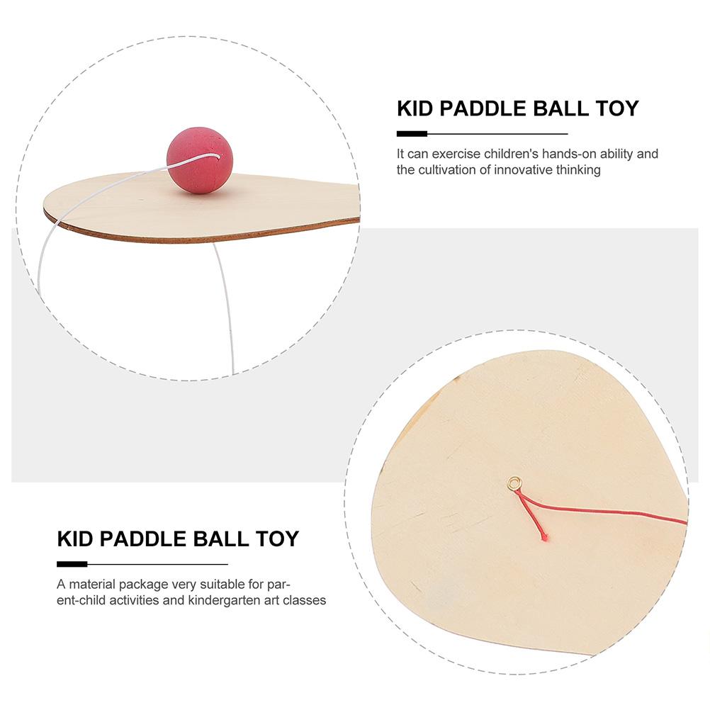 Racket Handmade Party Favor Toys Wood Paddle Ball Wooden Beach Kid Unfinished Classic Paddleball Game