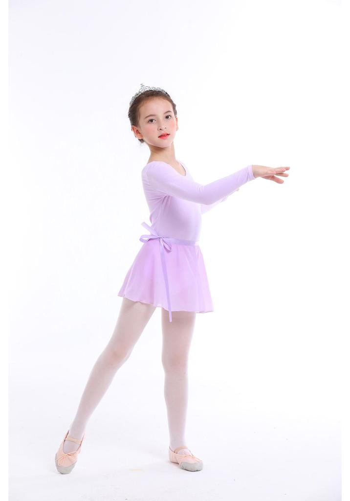Children's Spring/Summer Long Sleeve Cotton Ballet Leotard Two-Piece Set