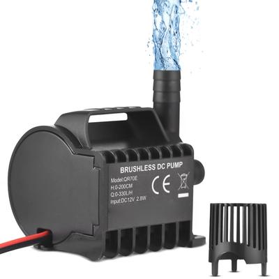 Submersible 12V Water Pump Electric 500L H Small Fountain Pump with Max 4.9ft Lift, 1.6ft Wire and Suction Cup Base,