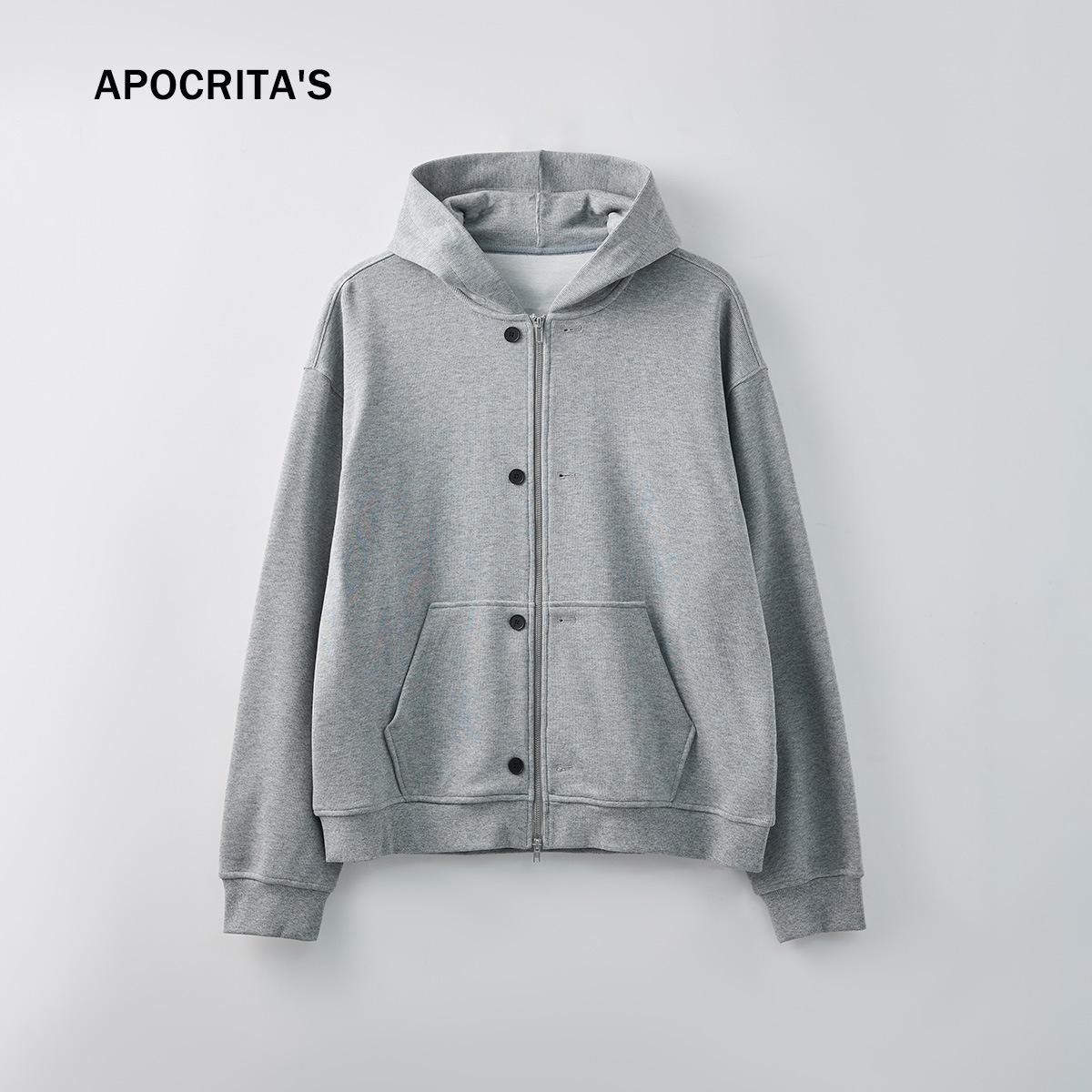 APO Menswear | Unisex Hooded Sweatshirt - Autumn/Winter Trendy Versatile Loose Fit Casual Zipper Cardigan Jacket. Medium