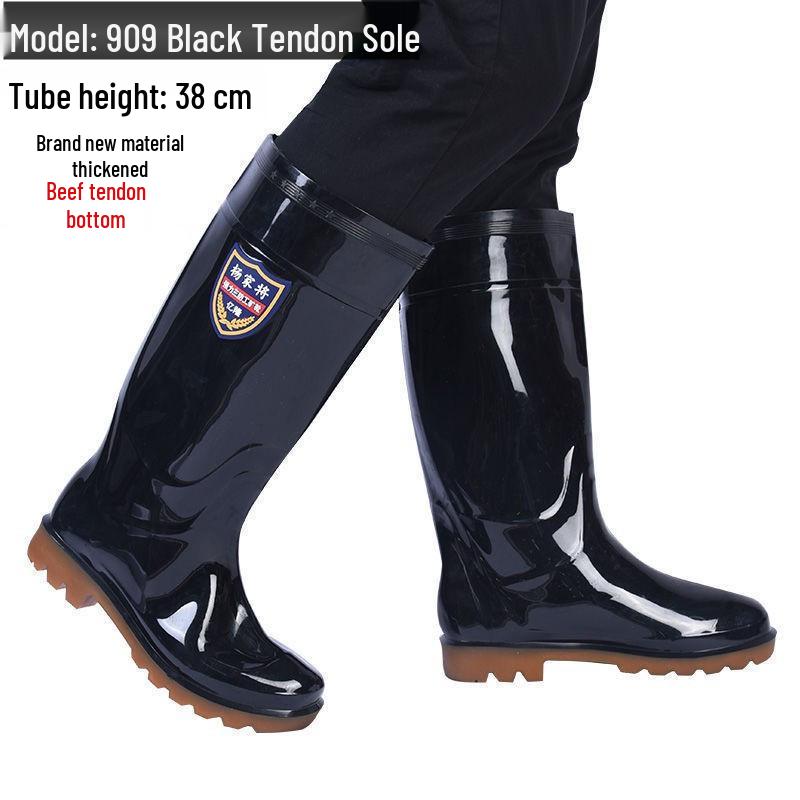 Men's High-Top Non-Slip PVC Construction Rain Boots - Wear-Resistant, Water-Resistant Mid-Calf Rubber Shoes