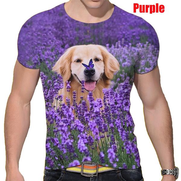 Fashion Short-sleeved Cute Dog 3D Printed T-shirt Golden Retriever Fashion Casual Man T-shirt Shirt