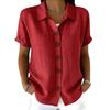 Summer Solid Color Elegant Lapel Button Short Sleeve Blouse Fashion Women's Top