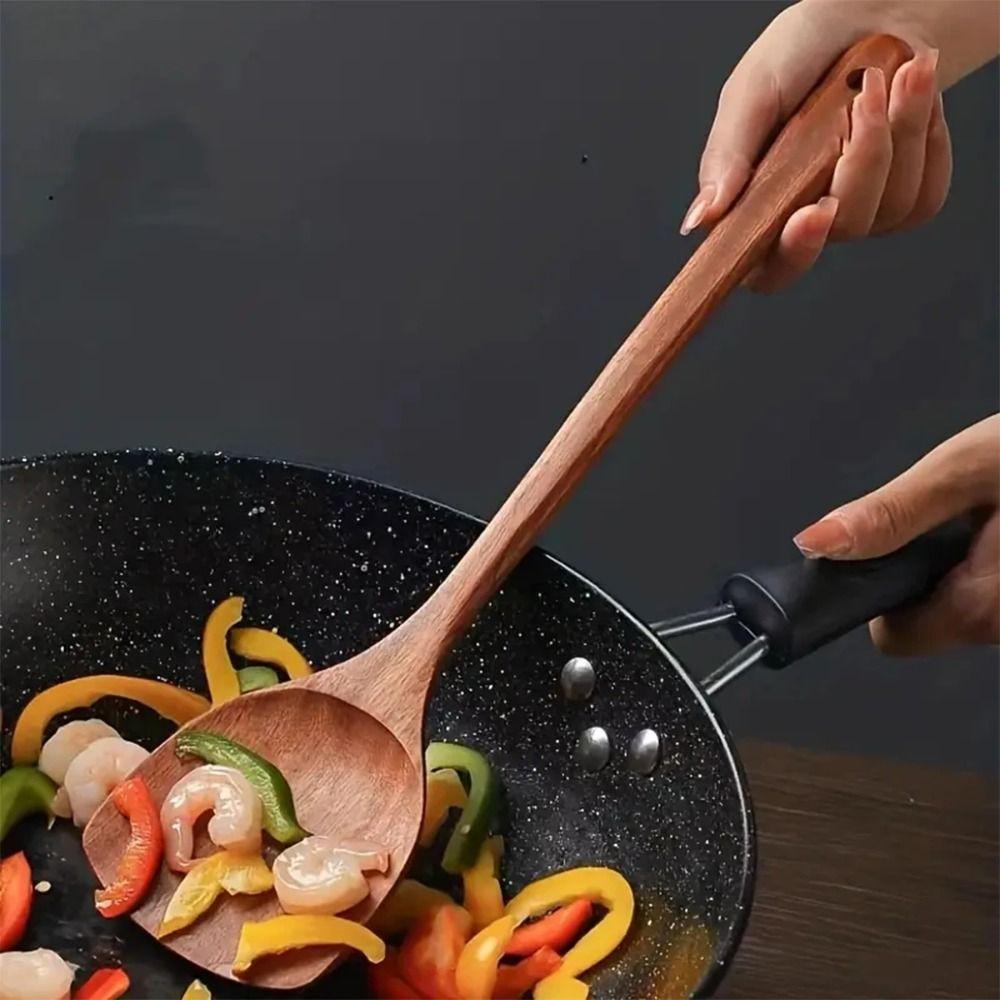 Wooden Material Cooking Spatula Long Handle Kitchen Spatula Natural Wok Spatula Kitchen Use