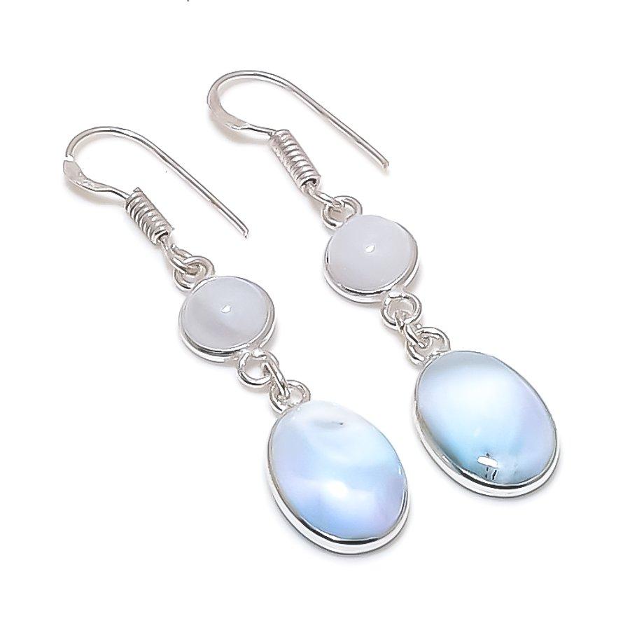 

Natural Republic Larimar, Moonstone 925 Sterling Silver Earring 1.85 a3m84