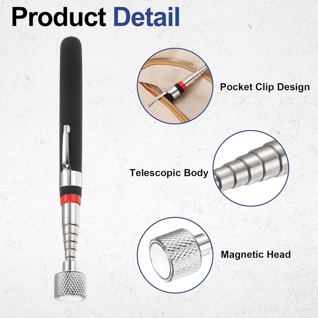 10/16LB Magnetic Pickup Tool for Auto Repair – Telescoping Retrieval Stick with Strong Magnet for Dropped Sockets, Bolts & Nuts