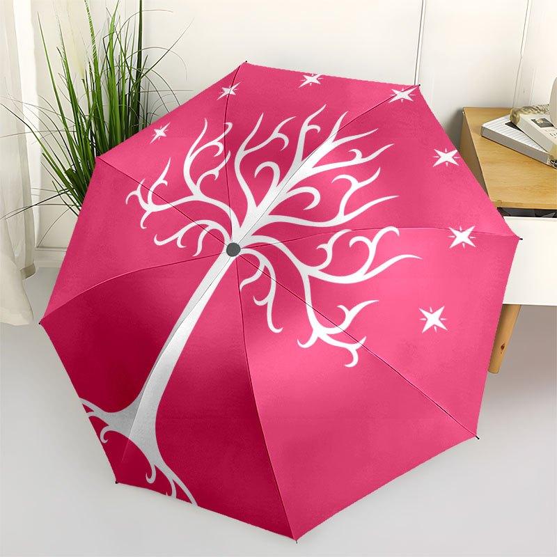 Magical Tree of Life Pink Wall StickerUmbrella with Cute Design,Portable 3-Fold Compact Umbrella for Men&Women,Valentine s Day Mother s Day
