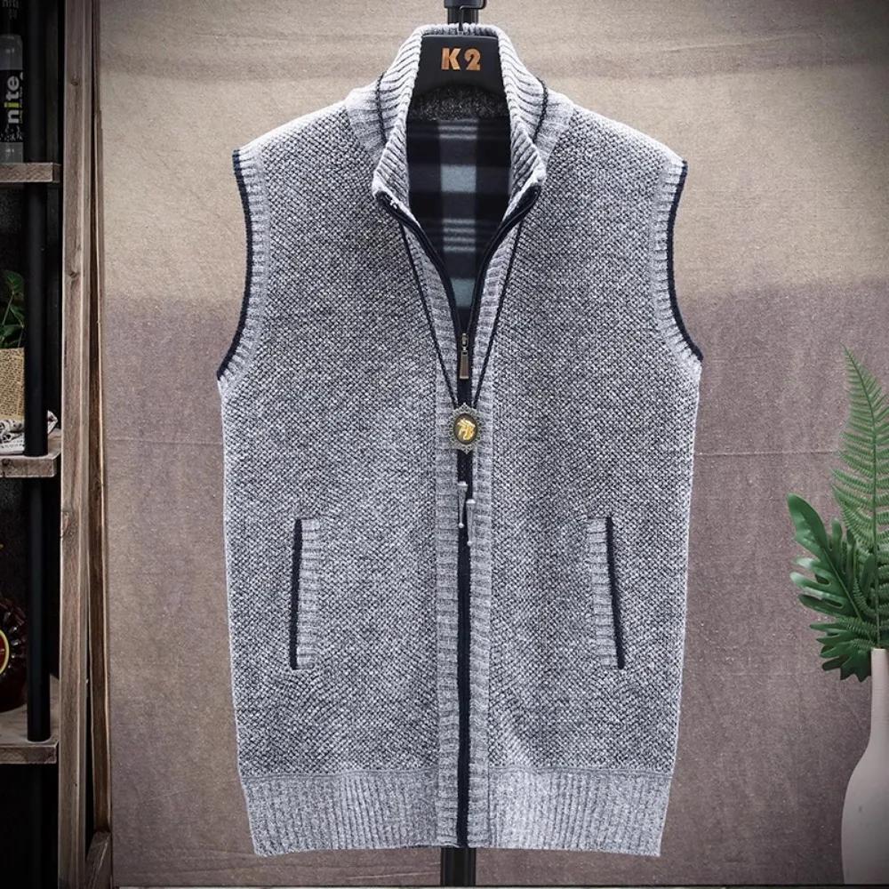 Men's Winter Sweater Cardigan Knitting Vest Thickened Zipper Jacket