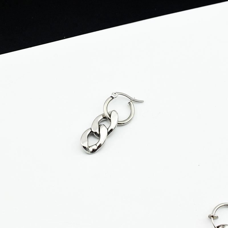 Titanium Steel Hip-Hop Chain Earrings – Japanese & Korean Style, Versatile European & American Trendsetting Ear Clips.